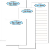 Queen Bee Personalized Note Pads - Aqua Oval (NP-Q-89)